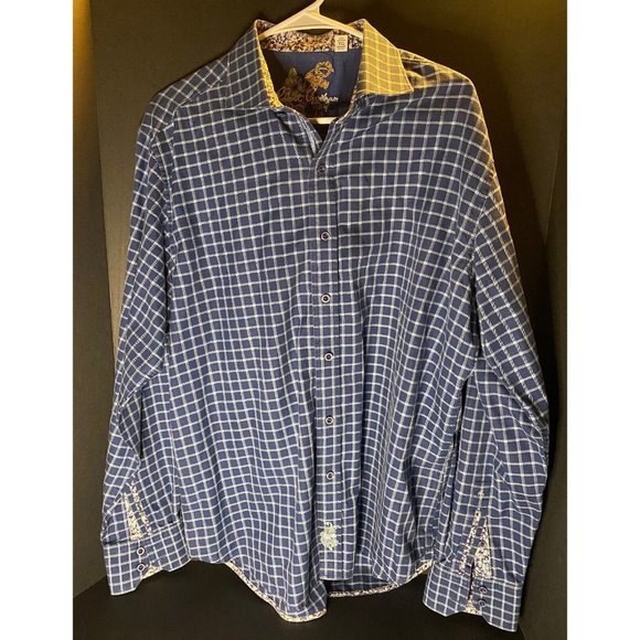 Robert Graham Other - Robert Graham Long Sleeve Shirt Mens XL Plaid Check Blue Floral Flip Cuff
